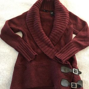 Wine colored wrap sweater